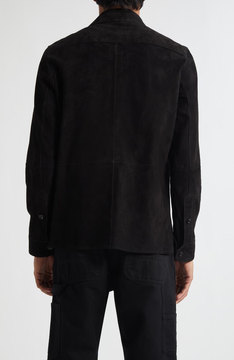 Ralph Lauren Purple Label Calloway Insulated Lambskin Suede Shirt Jacket, Alternate, color, Black