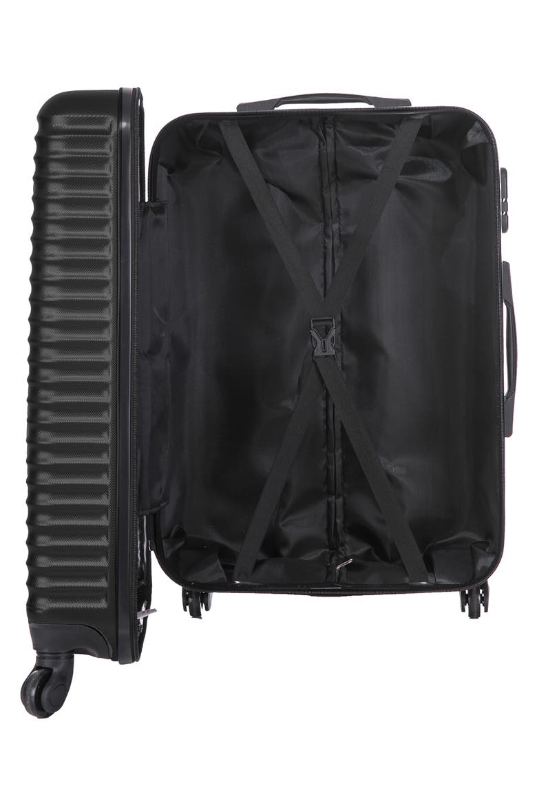 Travola Hardshell 3-Piece Spinner Luggage Set, Alternate, color, BLACK