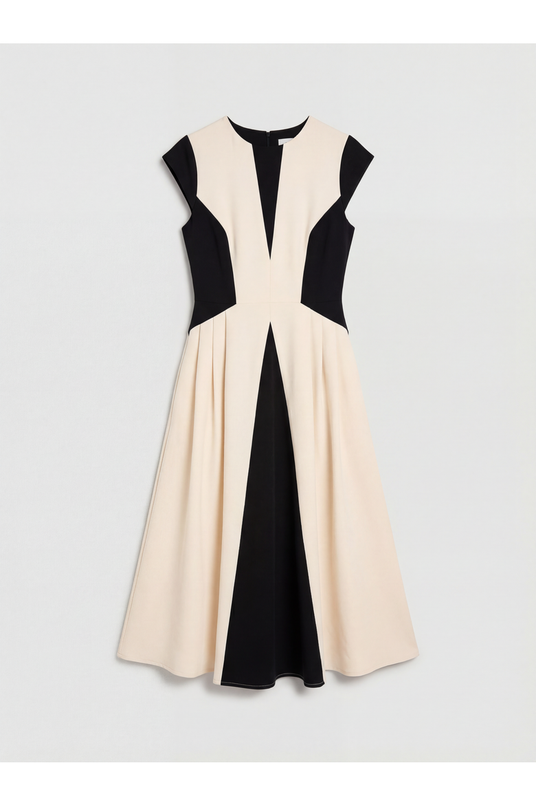 Petite Crepe Colour Block Midi Dress, Alternate, color, Mono