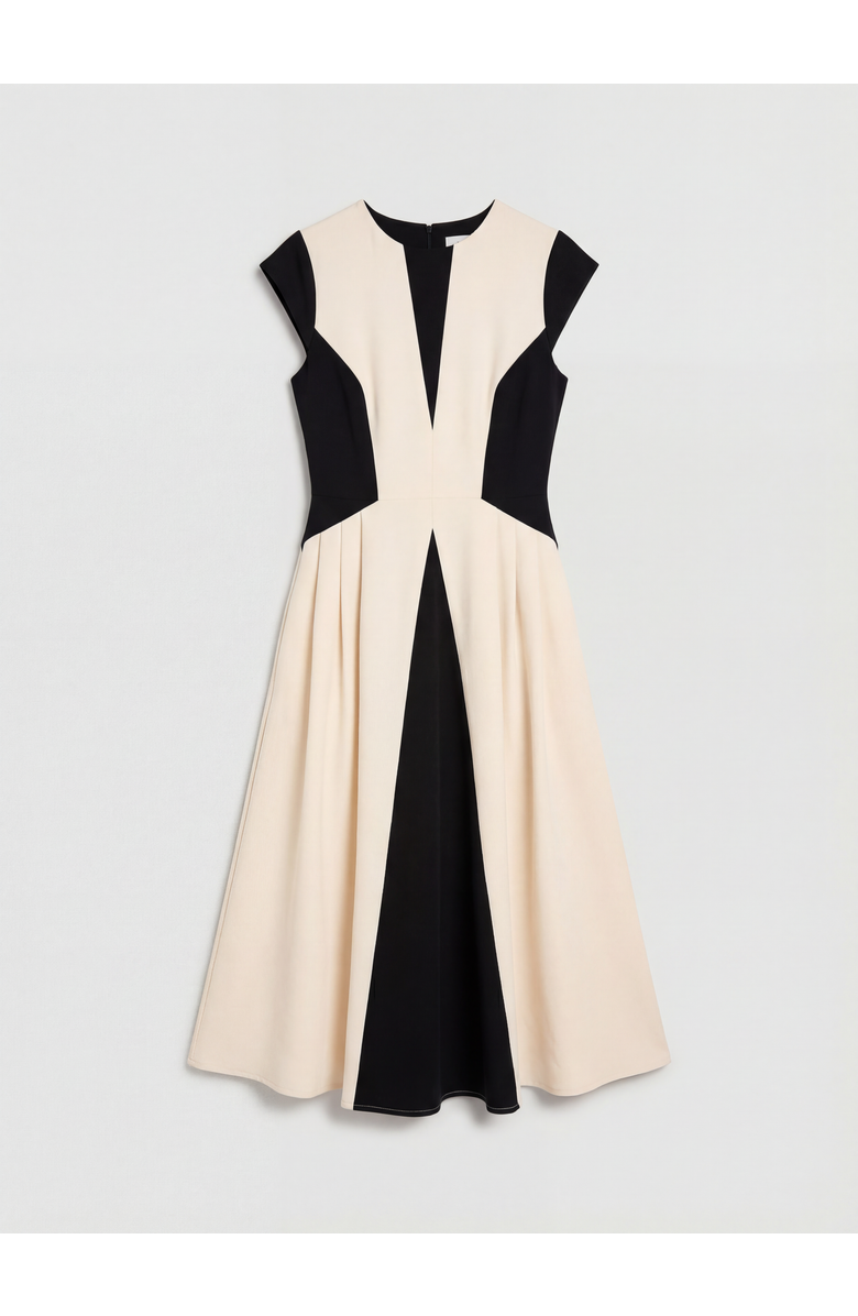 Coast Petite Crepe Colour Block Midi Dress, Alternate, color, Mono