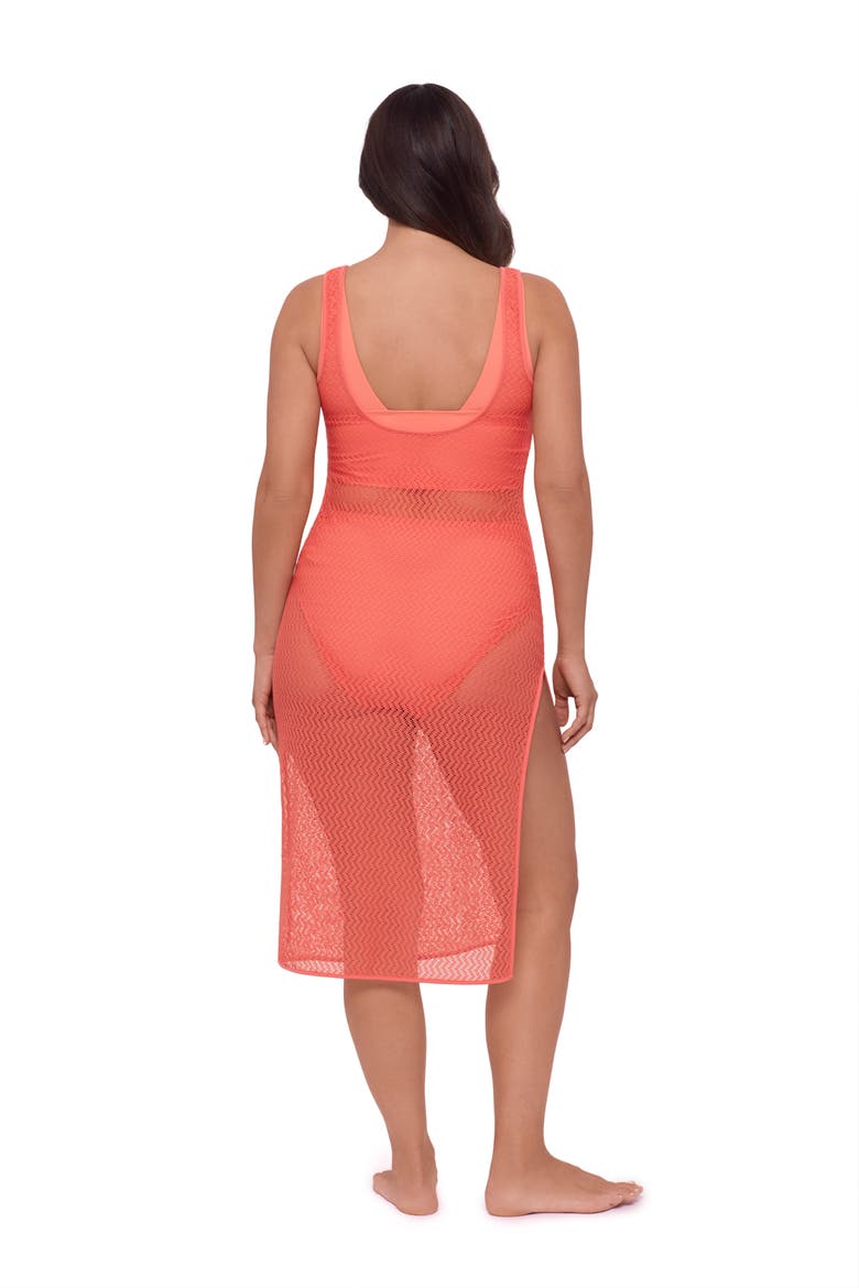 Front Slit Crochet Coverup Dress, Alternate, color, Watermelon