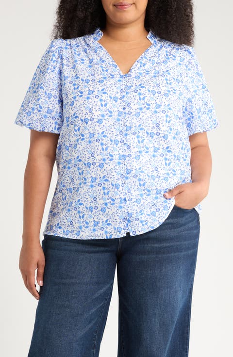 Maisie Idara Floral Puff Sleeve Top (Plus)