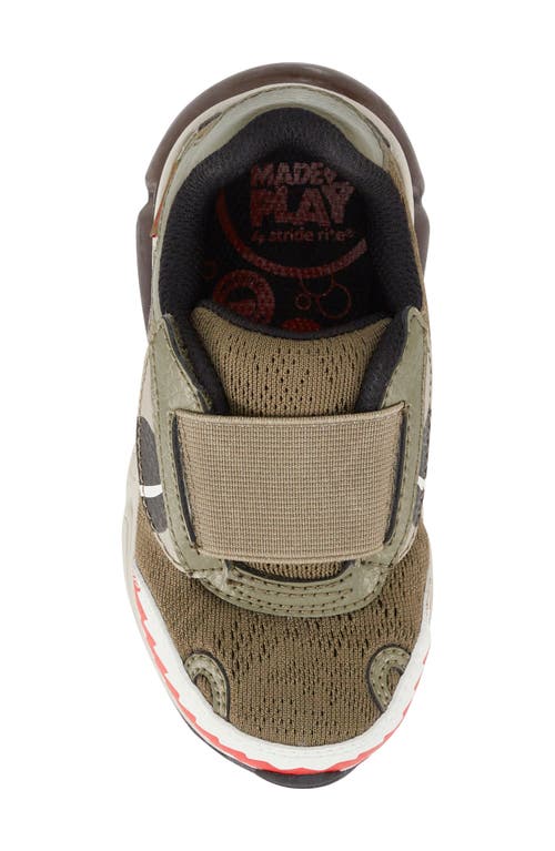 Stride Rite Kids' Made2play® Lighted Monster Sneaker In Olive