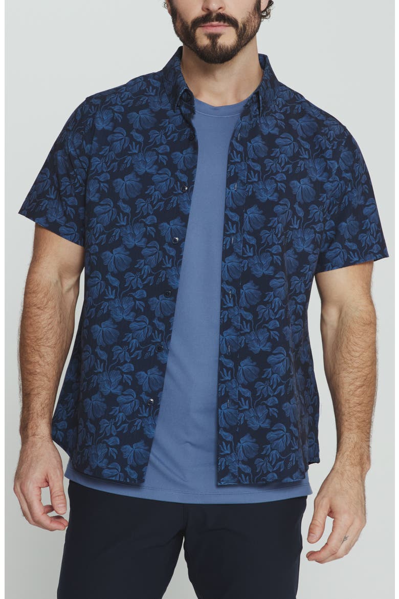 Lucien Floral Short Sleeve Button-Up Shirt, Main, color, NAVY
