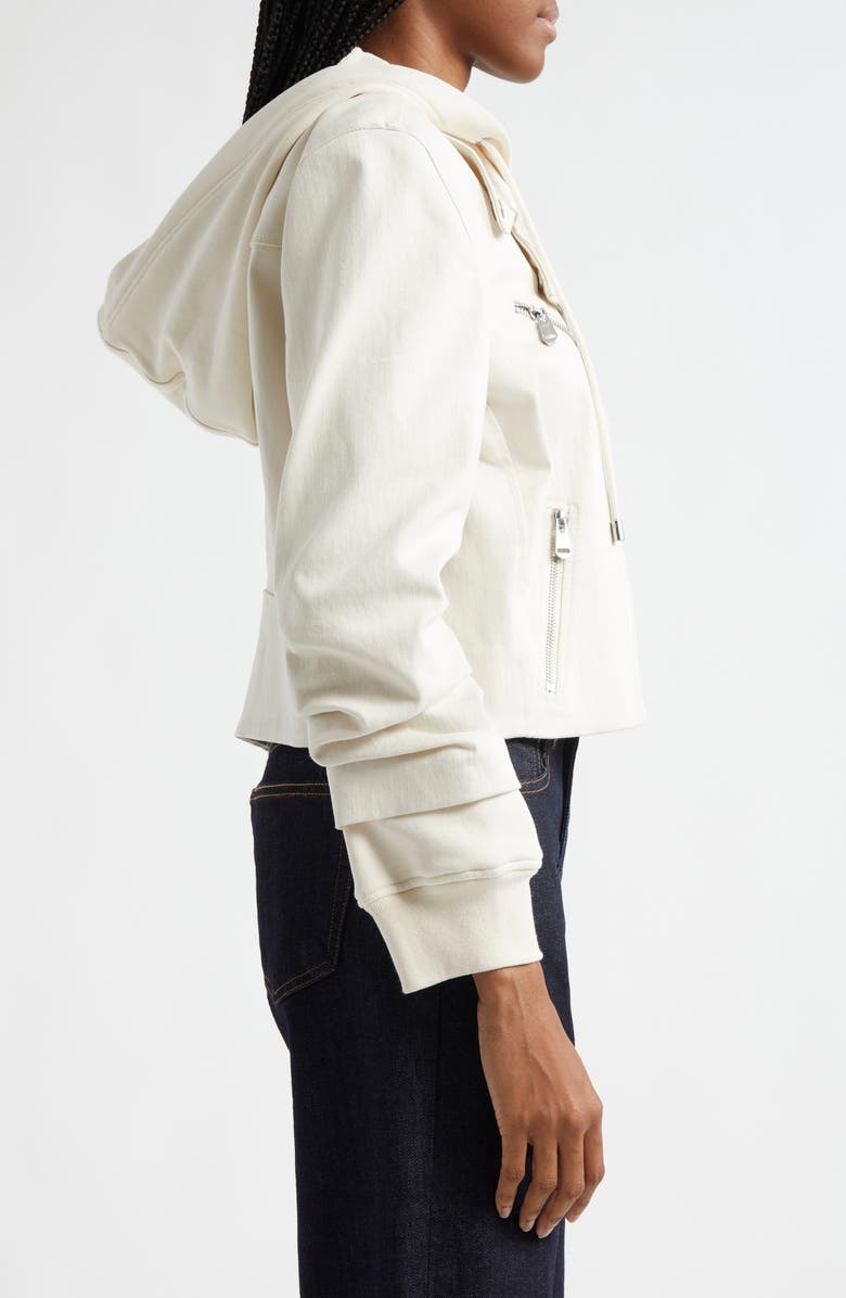 Cinq à Sept Evie Mixed Media Hooded Moto Jacket, Alternate, color, 