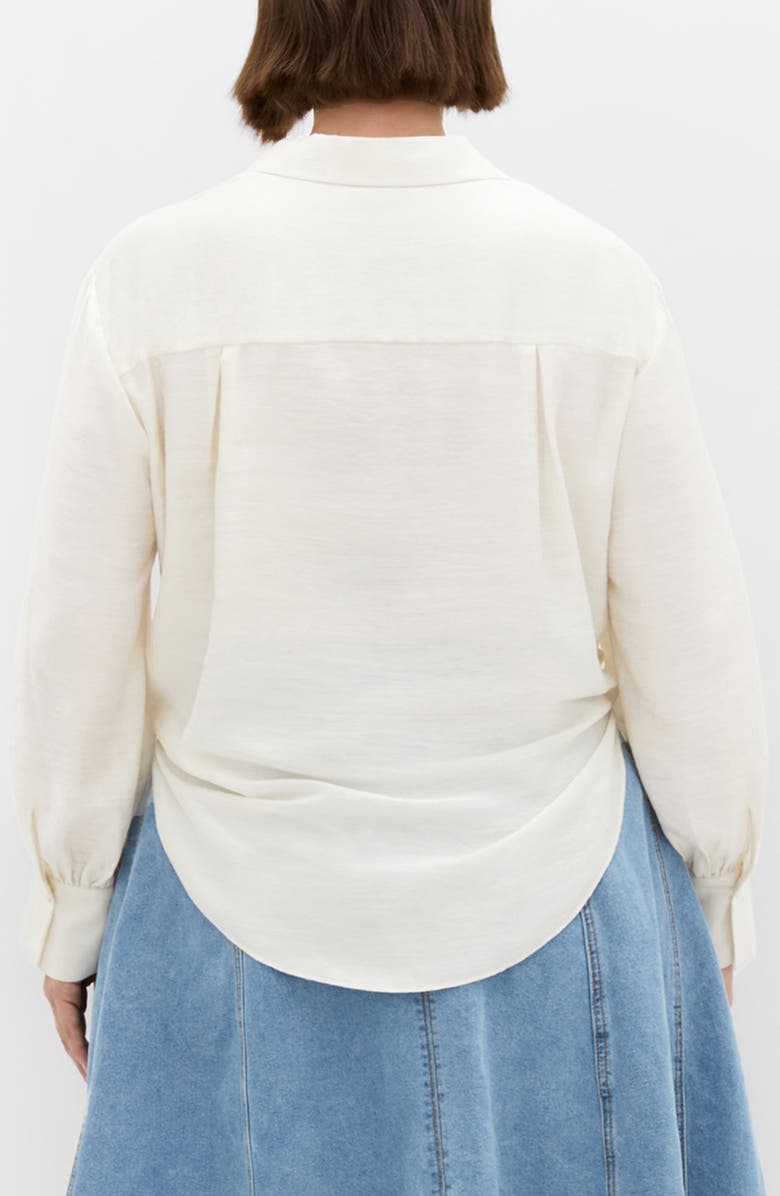 City Chic Winnie Tie Front Satin Shirt, Alternate, color, Cream