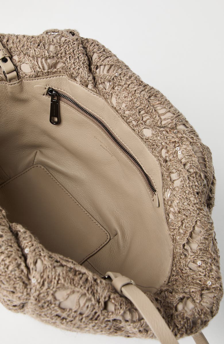 Brunello Cucinelli Marina Foliage Lace Pouch bag, Alternate, color,