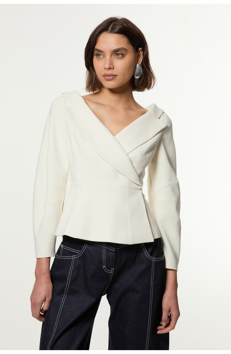 Karen Millen Compact Peplum Tailored Jacket, Main, color, Ivory