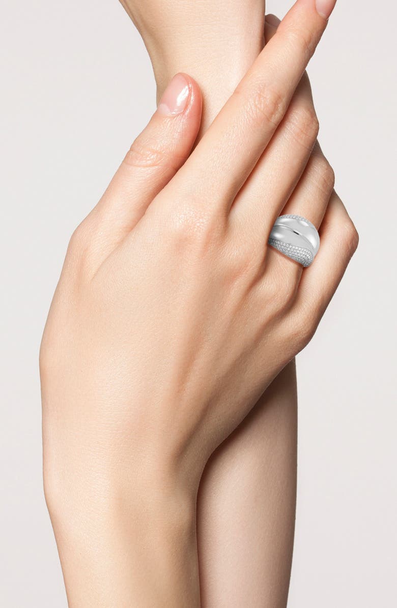 GLAZE JEWELRY Pavé Cubic Zirconia Statement Ring, Alternate, color, Silver