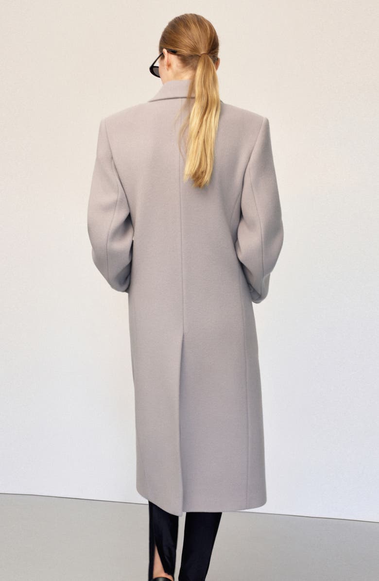 MANGO Double Breasted Virgin Wool Blend Coat, Alternate, color, Grey