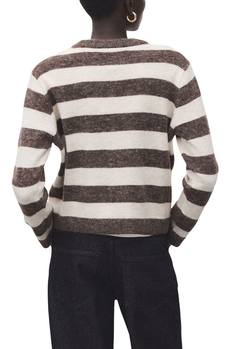 Stripe Crewneck Sweater, Alternate, color, BROWN