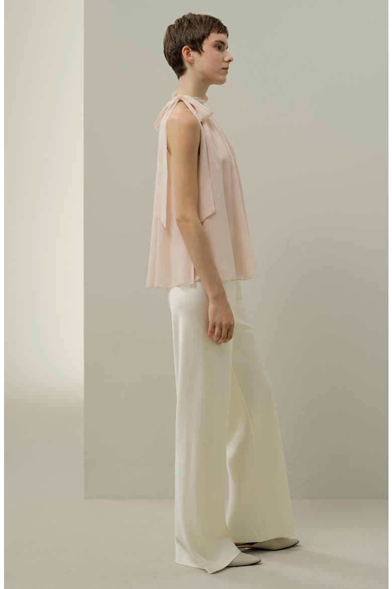 Women's Silk Georgette Tie-Neck Blouse, Alternate, color, Dusty Pink