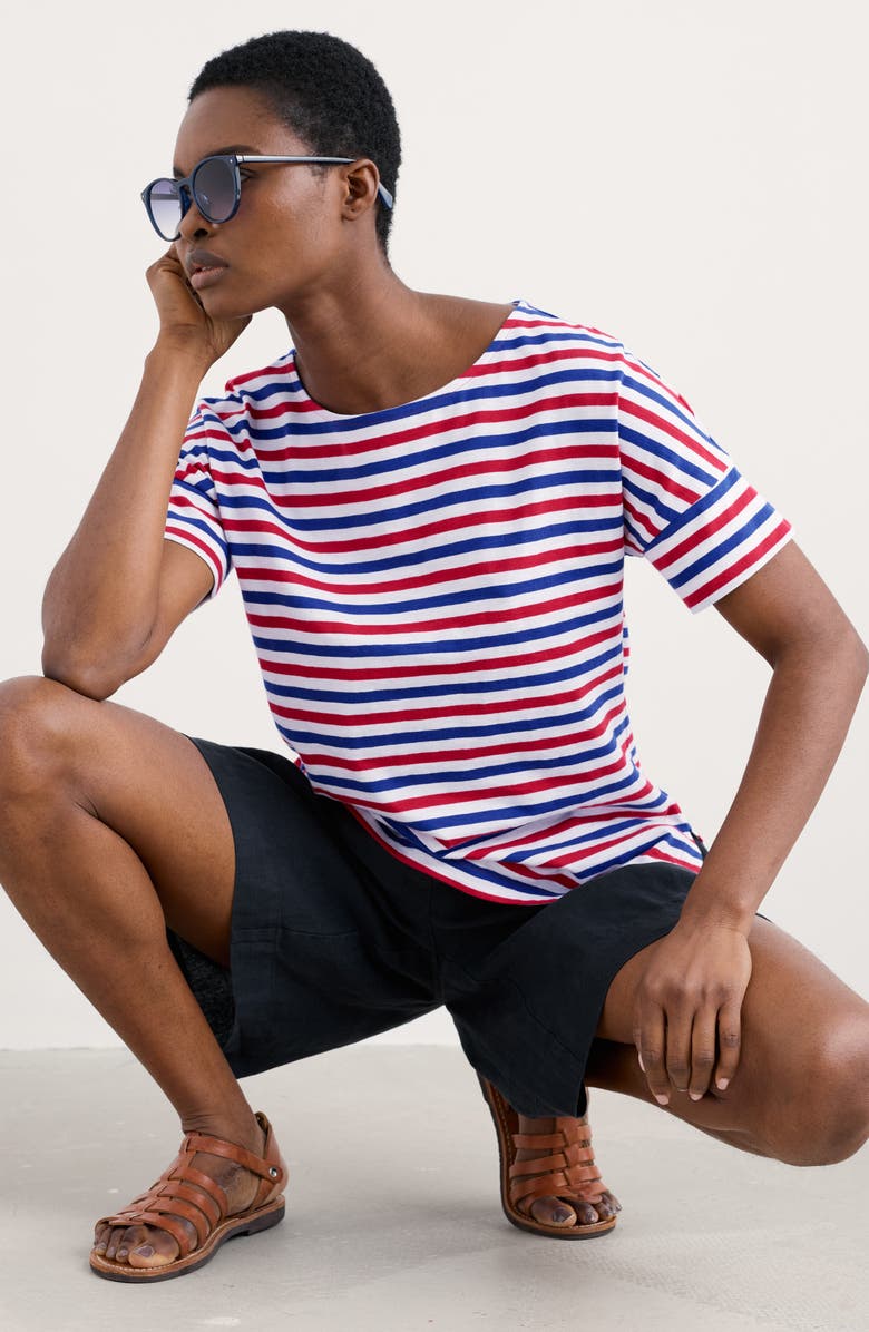 Seasalt Cornwall Bryher View Stripe Organic Cotton T-Shirt, Alternate, color, Duet Mini Cornish Scarlet