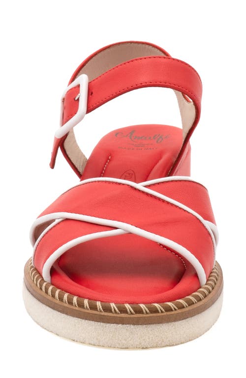 Amalfi By Rangoni Montecarlo Wedge Sandal In Coral/white Parma Combo