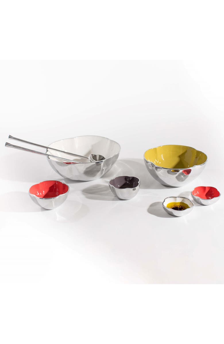 Lunares Fiore Double Snack Dish, Alternate, color, Silver