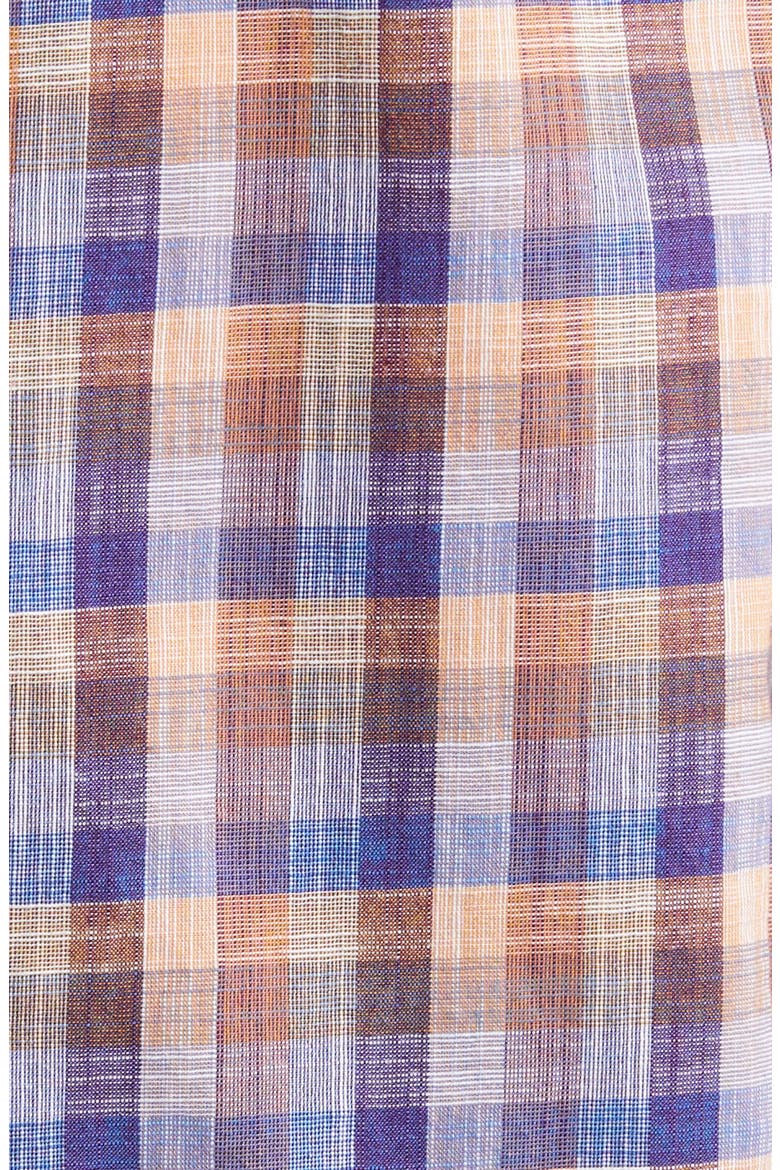Sand Dune Check Woven Cotton Button-Up Shirt, Alternate, color, GUAVA ICE