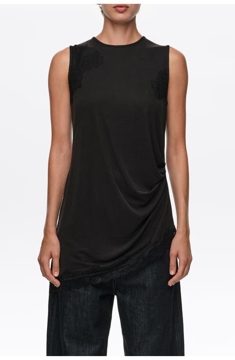 Fluid Ribbed Lace Top