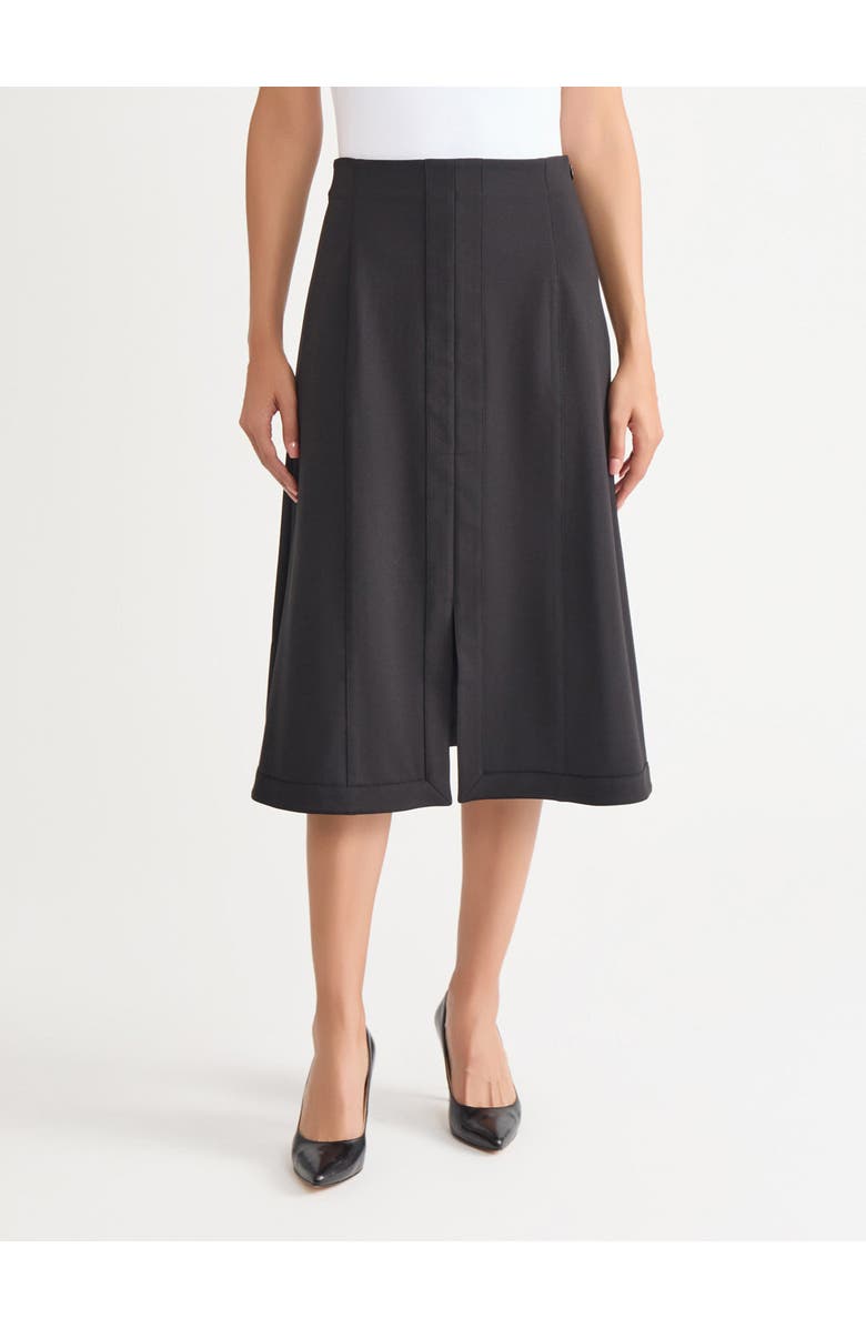Misook A-Line LuxeStretch Ponte Midi Skirt, Alternate, color, Black