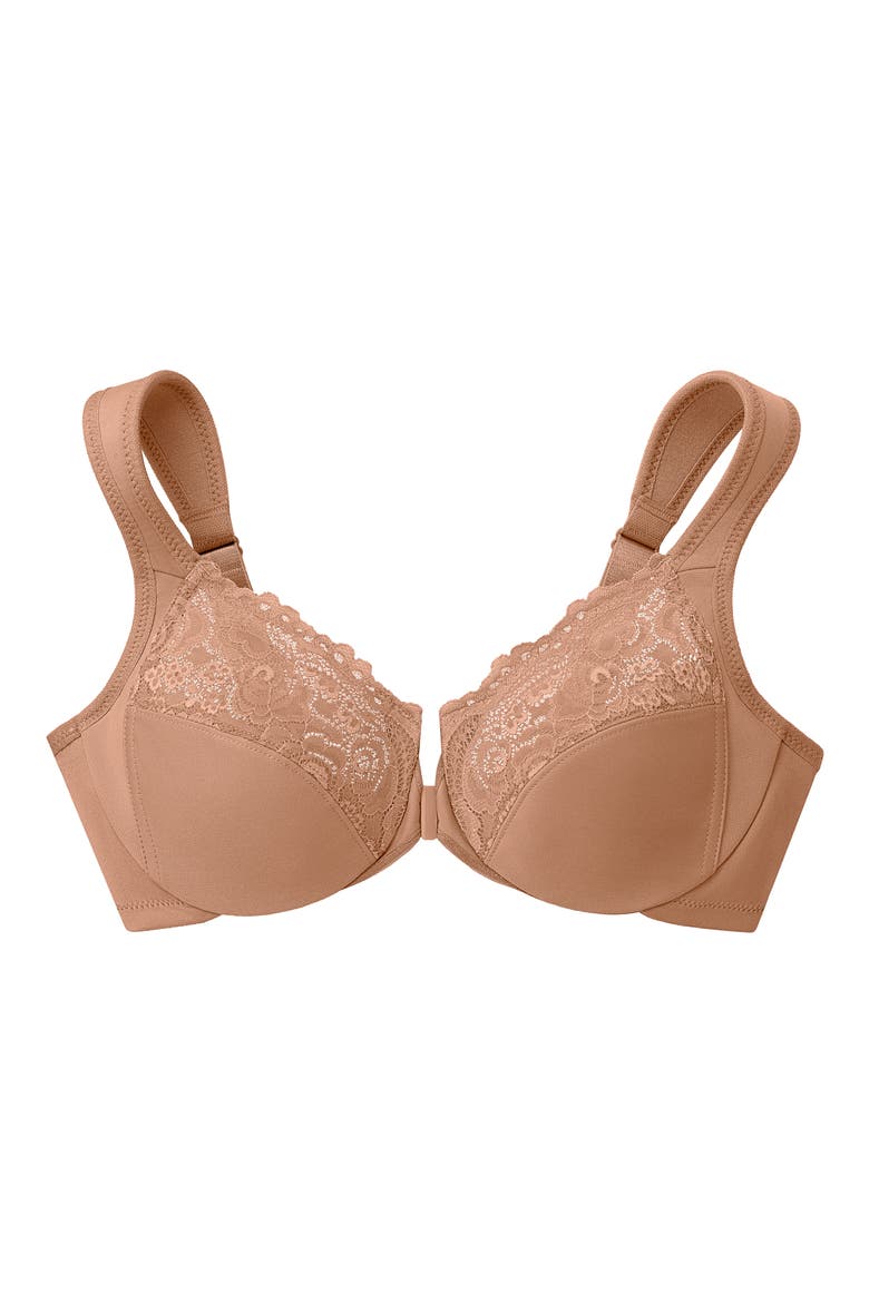 WonderWire® Front Close Underwire Bra, Alternate, color, BROWN