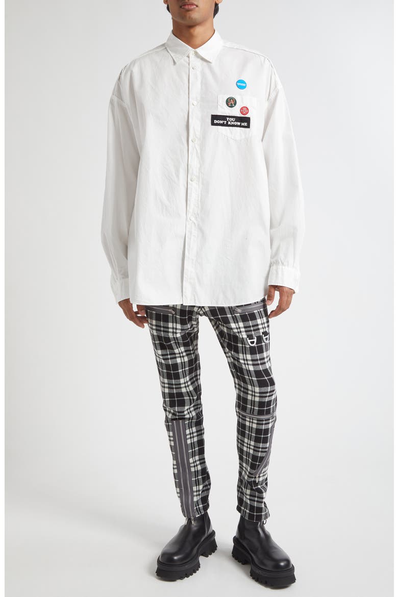 Embroidered Patch Button-Up Shirt, Alternate, color, WHITE