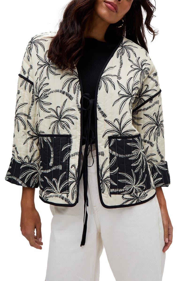 Raffya Felicity Palm Print Reversible Jacket, Alternate, color, Multi