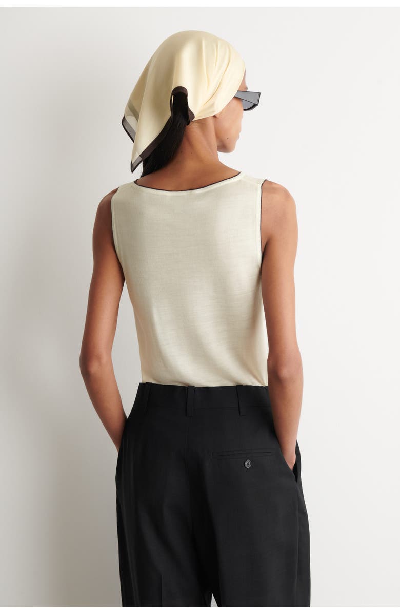 COS Contrast-tipped Knitted Wool Tank Top, Alternate, color, White / Brown