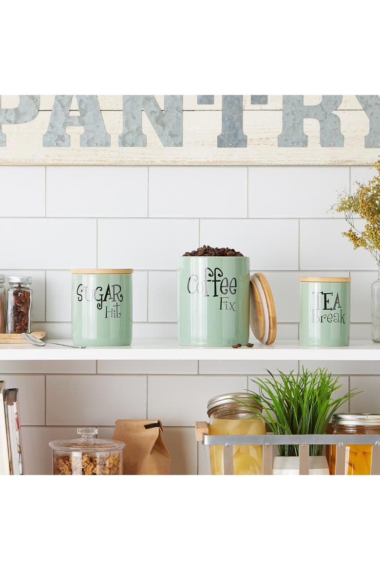 Retro Coffee Sugar Tea Ceramic Canister Set/3, Alternate, color, Jadeite
