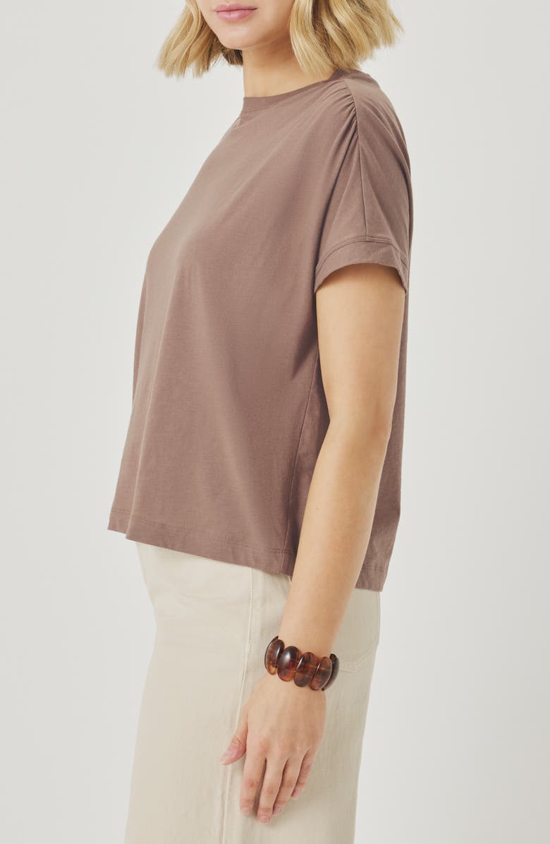 Splendid Rebecca Shirred Sleeve Cotton Blend T-Shirt, Alternate, color, Wicker Brown