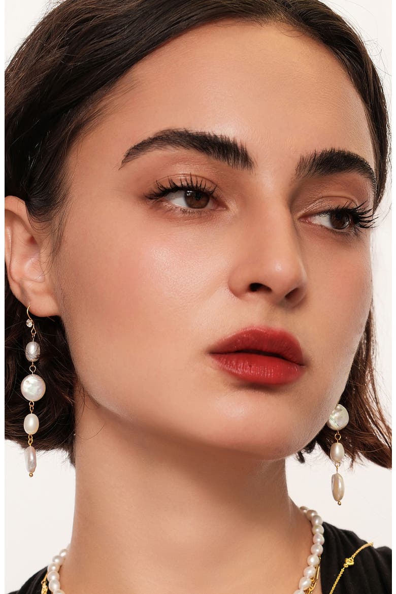 Paseo Freshwater Pearl Drop Earrings, Alternate, color, WHITE