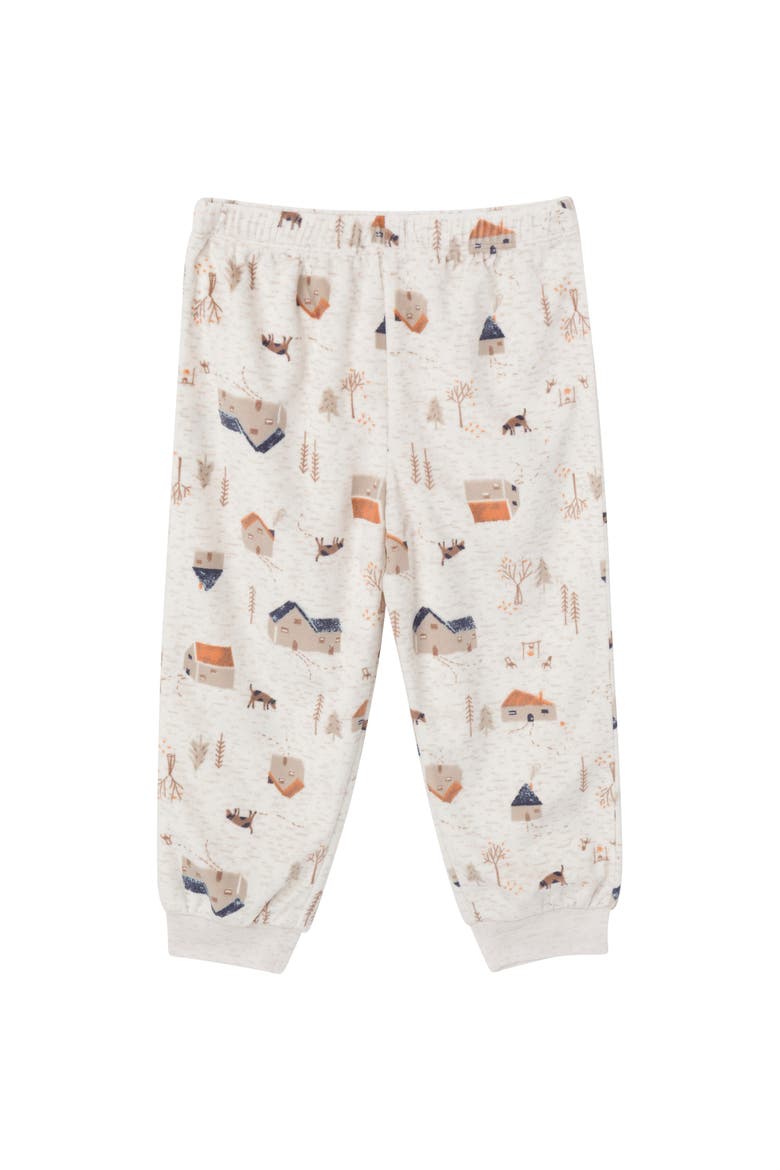 Fleece Pajama Top & Pant Set, Alternate, color, Oatmeal Village