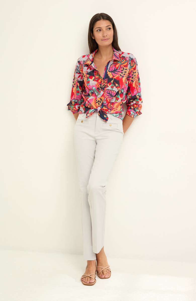 NIC+ZOE Kauai Garden Crinkle Shirt, Alternate, color, Red Multi