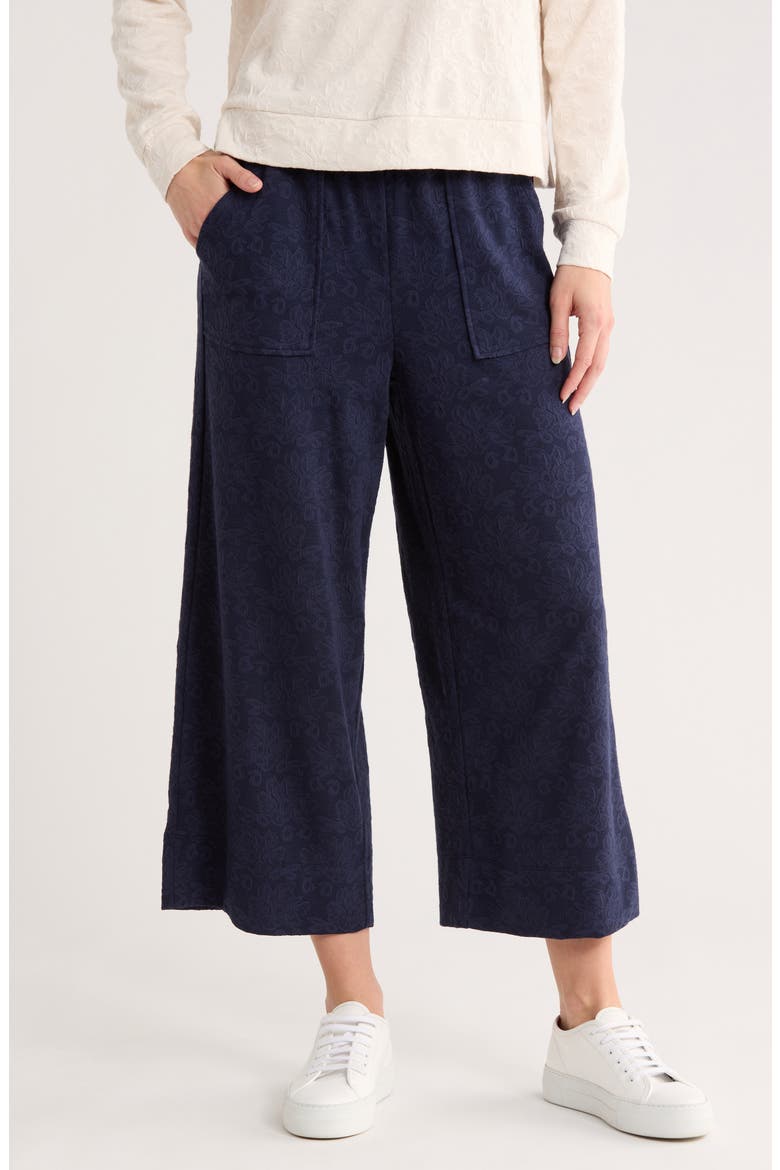 Jacquard Wide Leg Pants, Main, color, NAVY