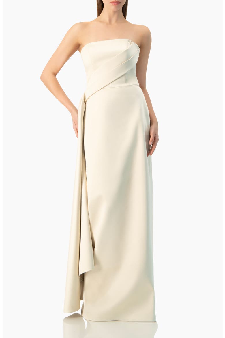 Strapless Sculpted Drape Gown, Main, color, Beige