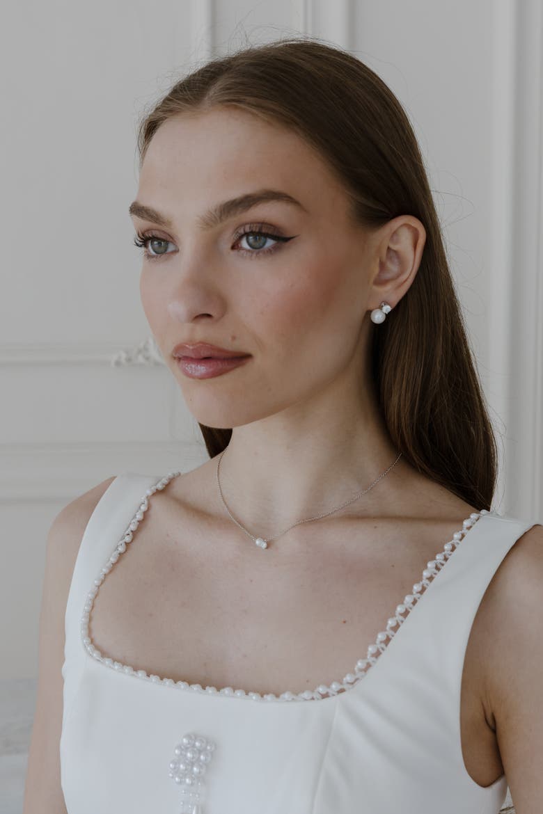 Evermore Pearl and Crystal Necklace, Alternate, color, Metallic Gold