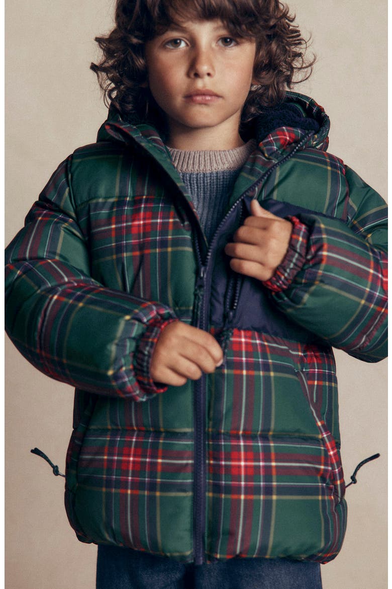 Kids' Fun Short Baffled Coat, Alternate, color, CHECK