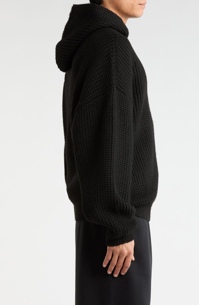 Fear of God Essentials '90s Waffle Knit Hoodie, Alternate, color, Vintage Black