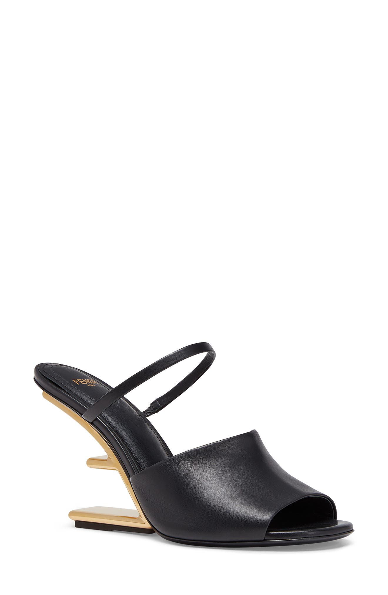 Fendi First F Heel Sandal, Main, color, 