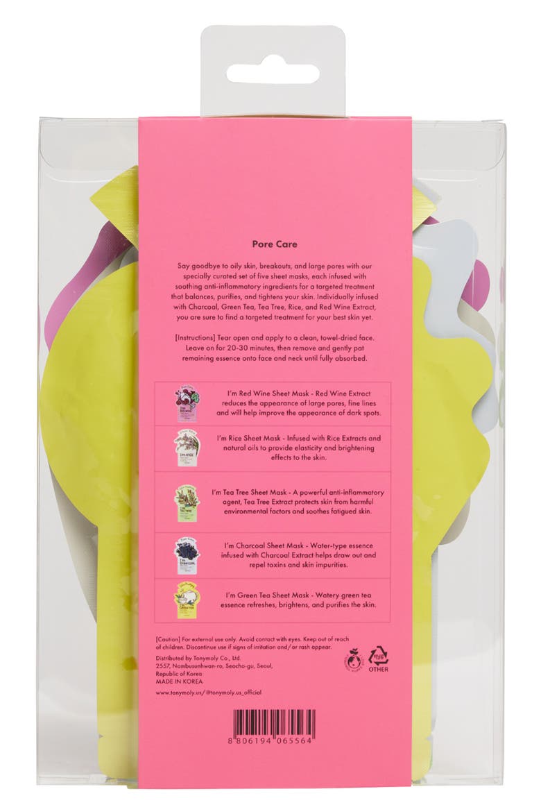 5-Pack Pore Care Sheet Masks, Alternate, color, PINK