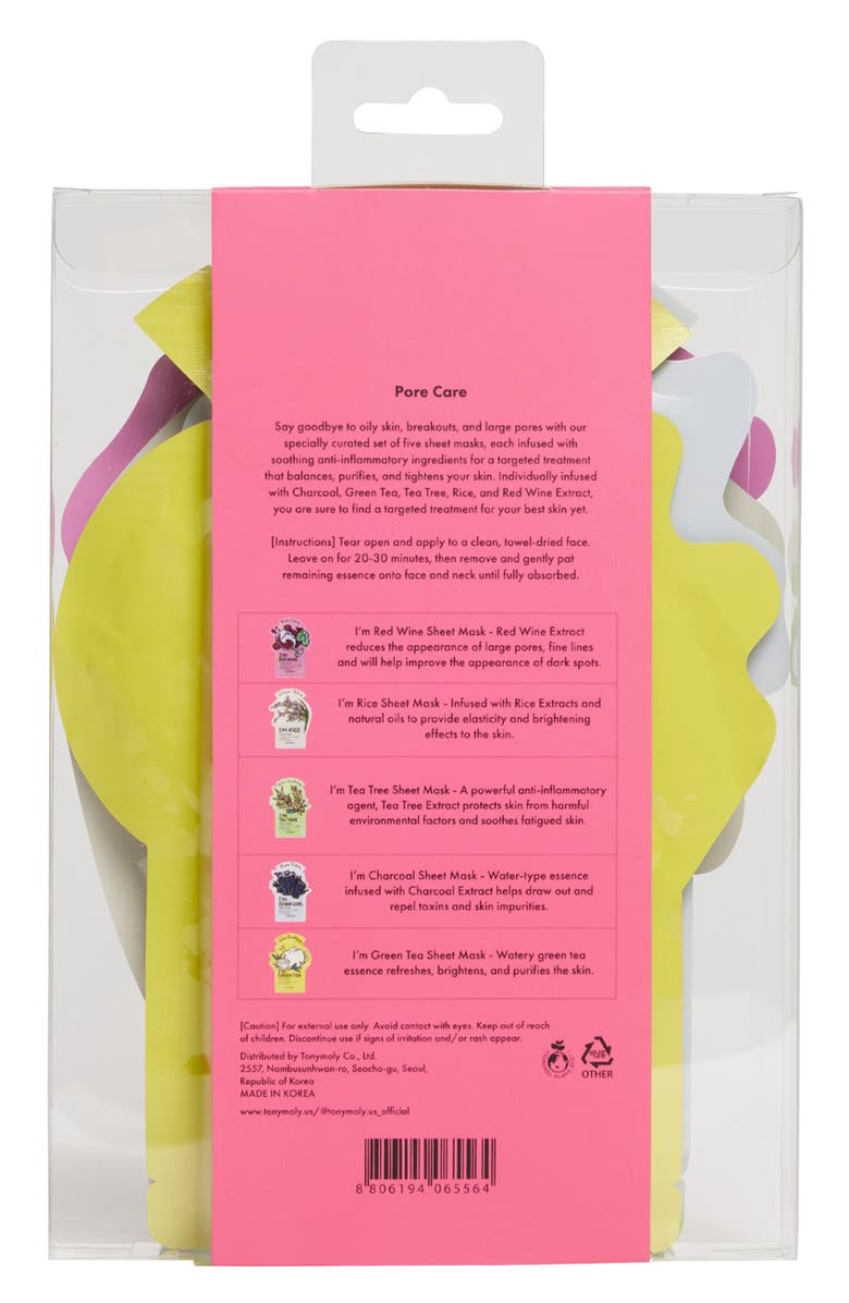 TONYMOLY 5-Pack Pore Care Sheet Masks, Alternate, color, Pink