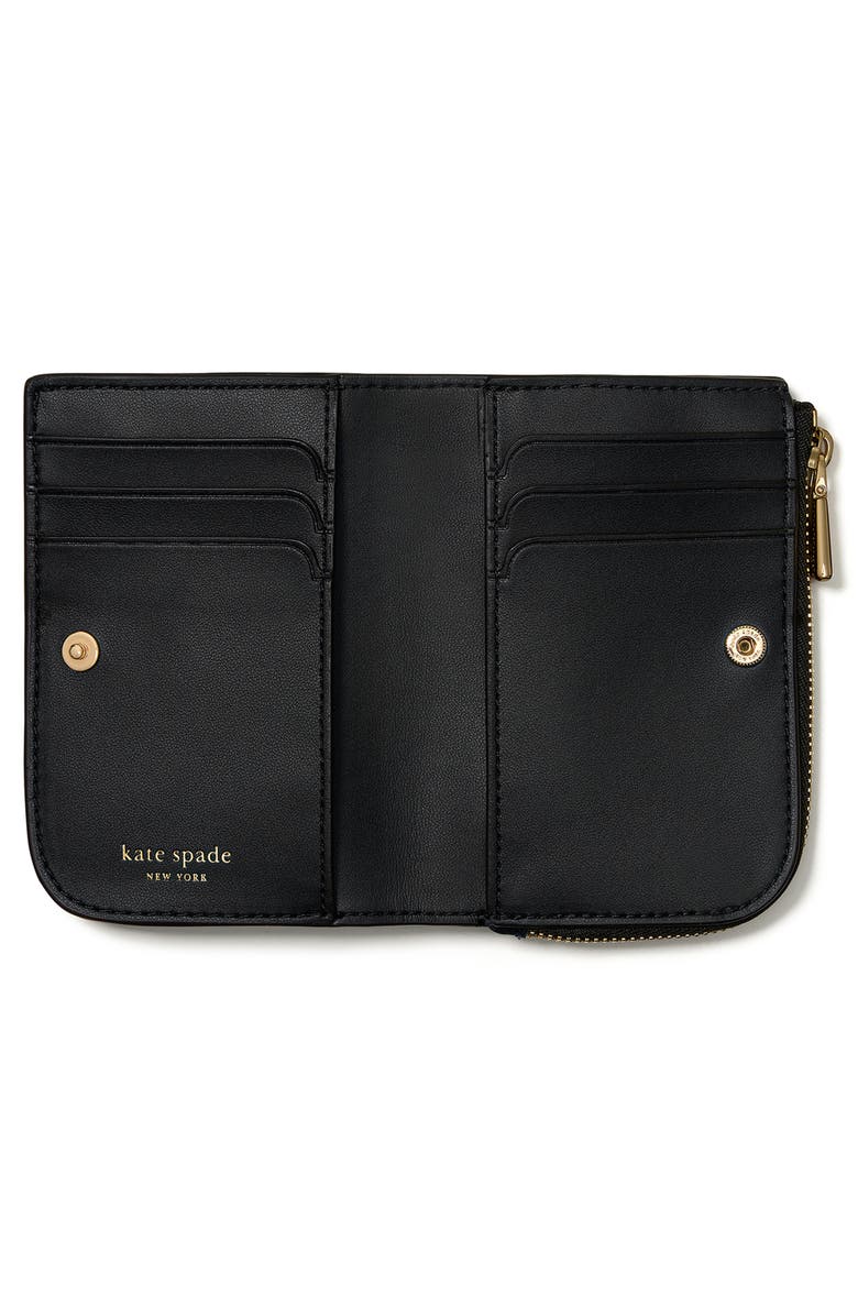 Kate Spade New York devin pebbled leather small bifold wallet, Alternate, color, Black