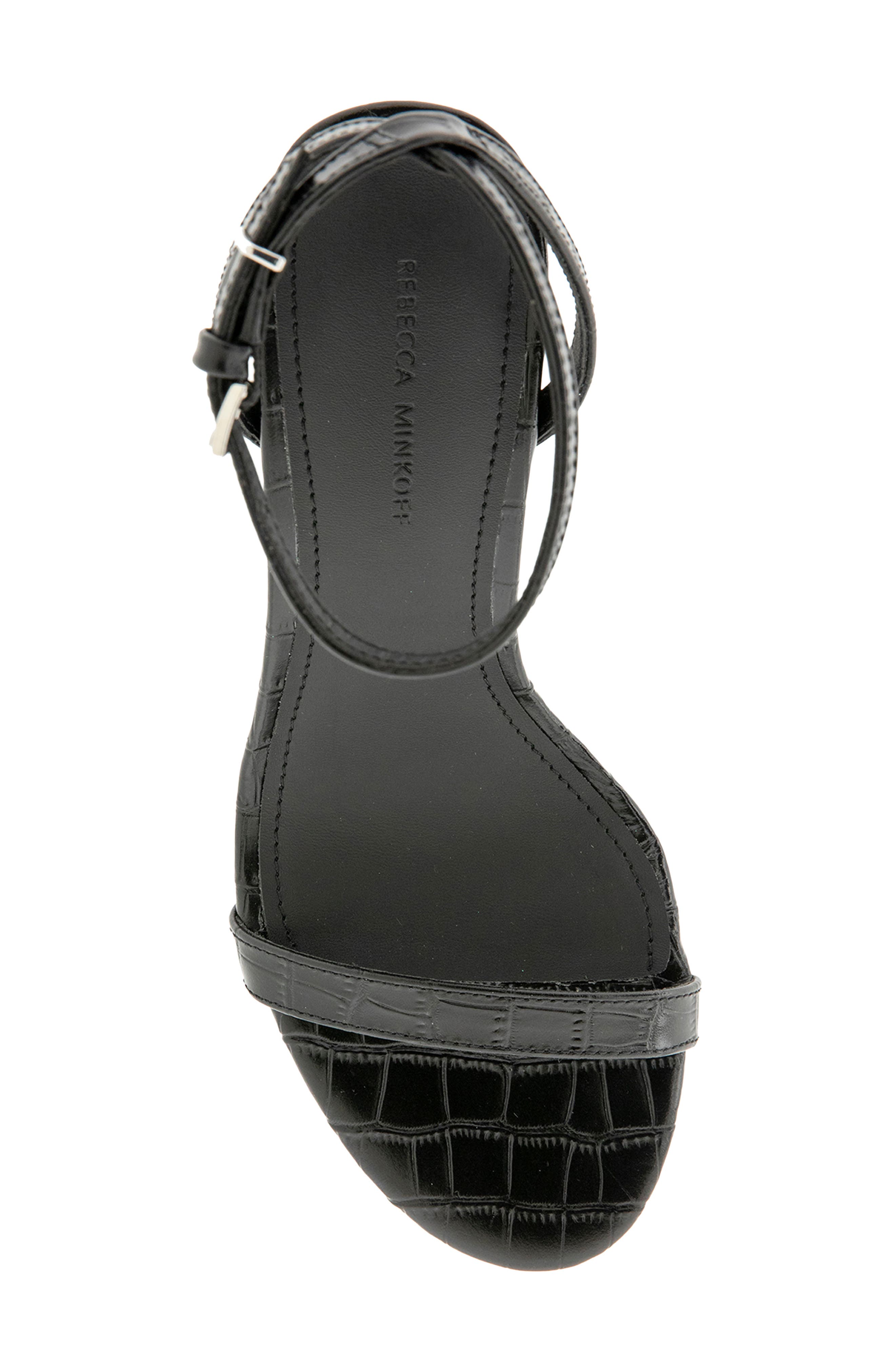 Justine Leather Ankle Strap Sandal, Alternate, color, BLACK