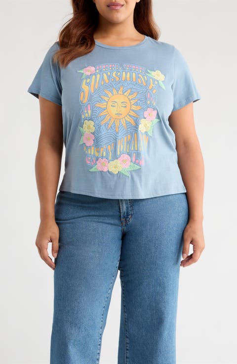 Feel the Sunshine Embroidered Graphic T-Shirt (Plus)