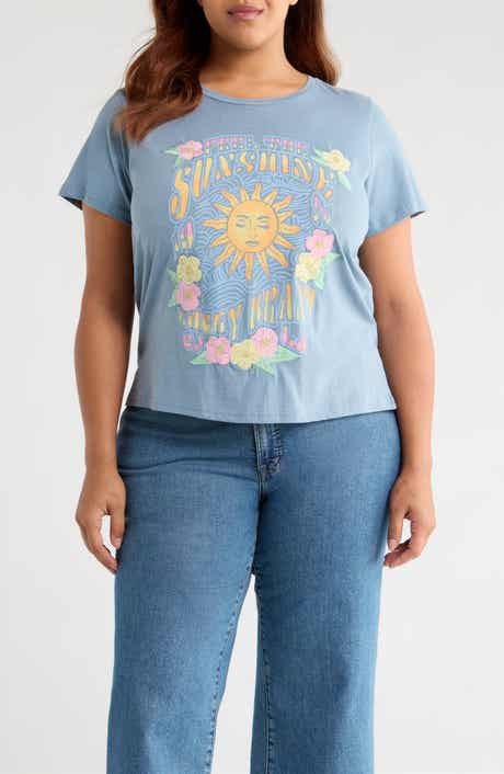 Lucky Brand Feel the Sunshine Embroidered Graphic T-Shirt