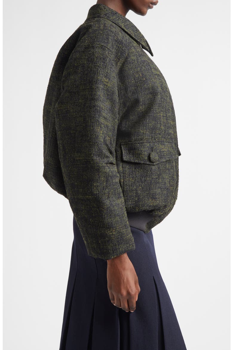 Ruched Sleeve Down Bomber Jacket, Alternate, color, HUNTER GREEN