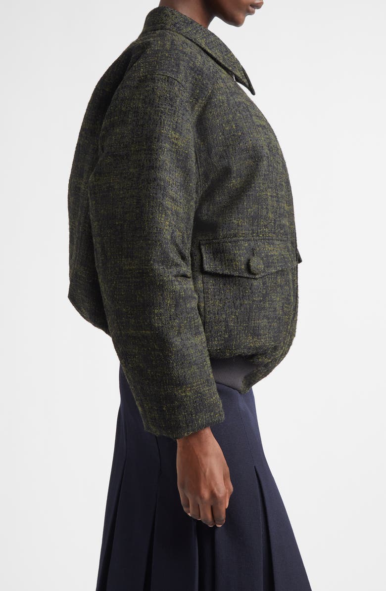 Shushu/Tong Ruched Sleeve Down Bomber Jacket, Alternate, color, Hunter Green