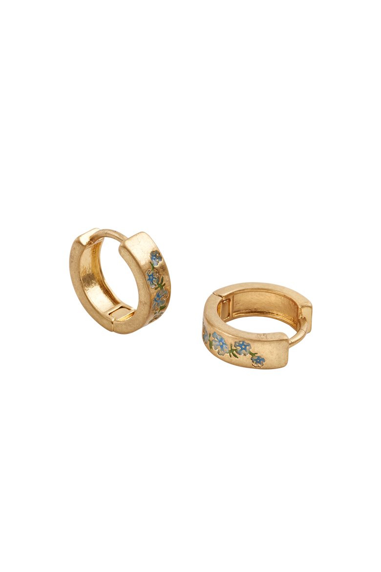 Forget-Me-Not Mini Hoop Earrings, Alternate, color, Blue & Gold