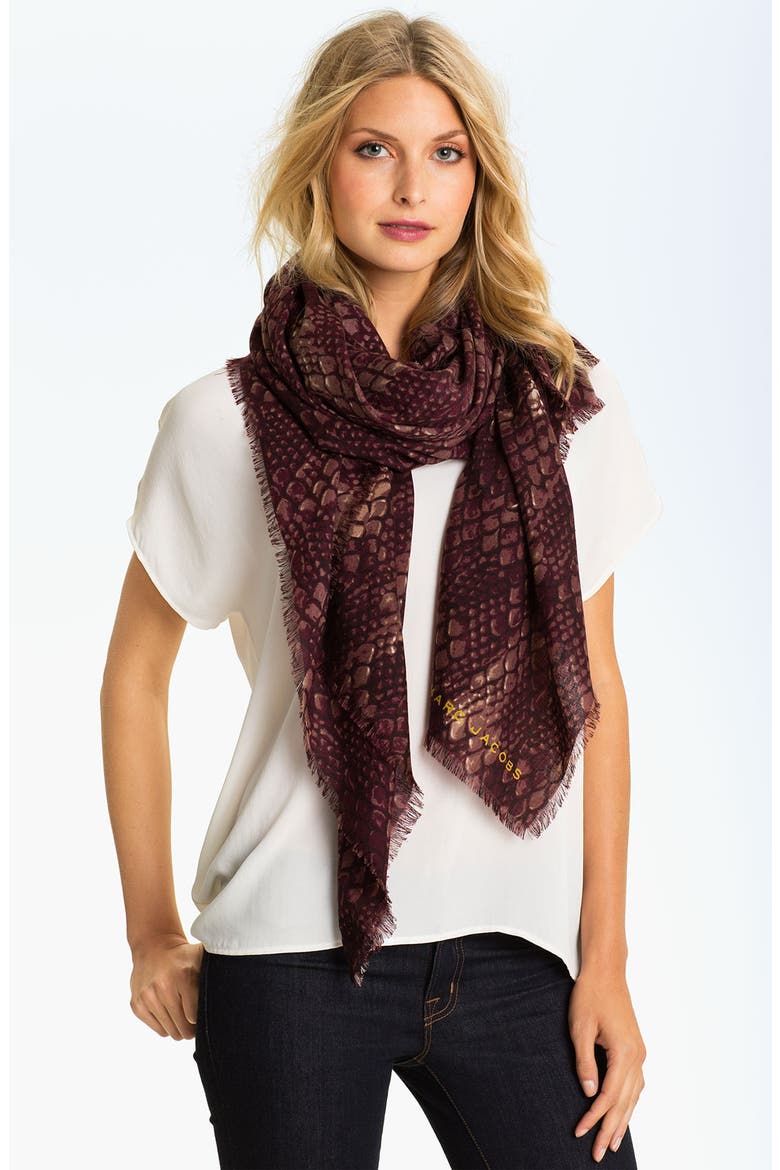 MARC BY MARC JACOBS 'Dragon Scale' Wool Scarf, Main, color, CAROB BROWN MULTI