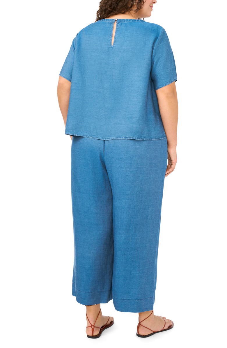 Vince Camuto Bead Detail Chambray Top, Alternate, color, Chambray Blue