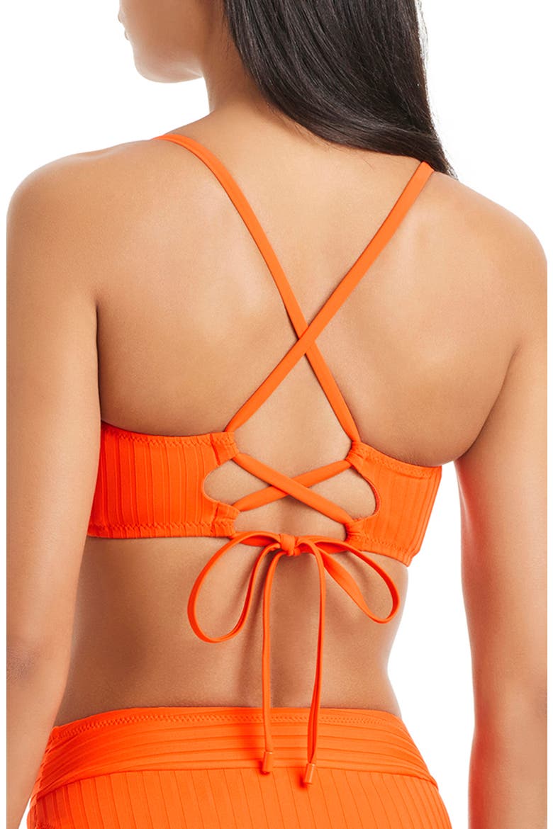 Textured Stripe U-Bar Bikini Top, Alternate, color, HIBISCUS
