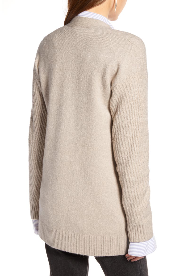 Textured Cardigan, Alternate, color, BEIGE OATMEAL MEDIUM HEATHER